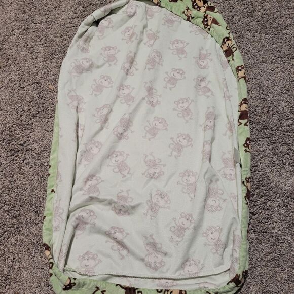 Carter's Baby Green Brown Monkeys Printed Bassinet Mattress Cover - Picture 4 of 4
